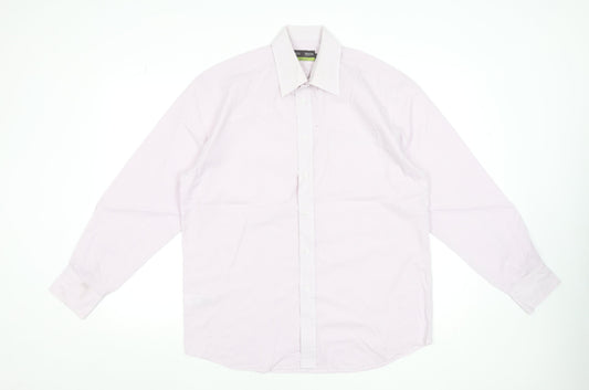 Marks and Spencer Men's Pink Striped Long Sleeve Dress Shirt 15.5in Collar