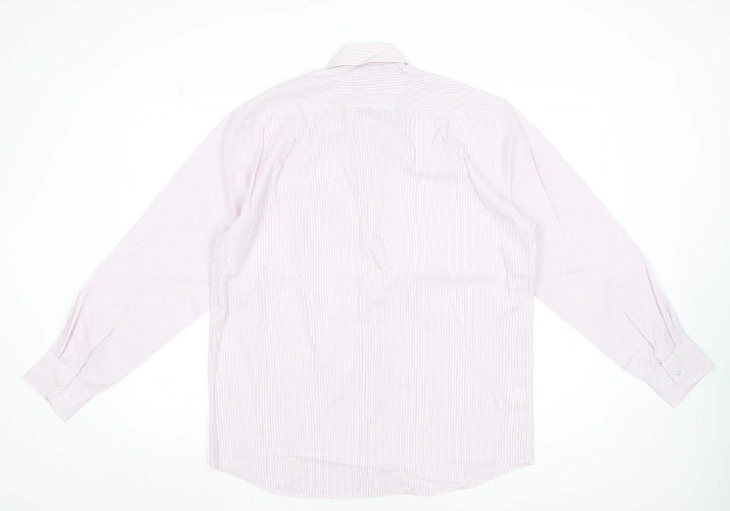 Marks and Spencer Men's Pink Striped Long Sleeve Dress Shirt 15.5in Collar