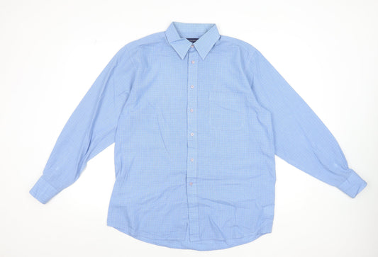 Debenhams Men's Blue Check Long Sleeve Regular Fit Dress Shirt 16in