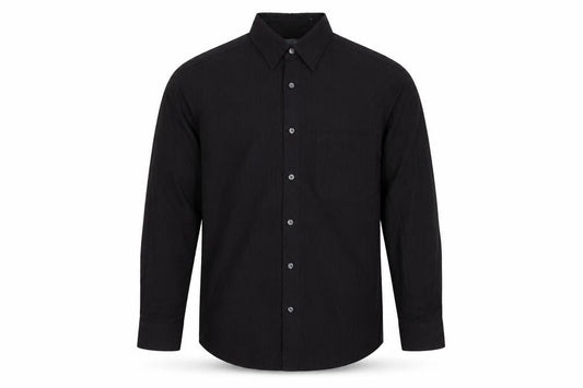 Marks & Spencer Men's Black Striped Viscose Blend Long Sleeve Dress Shirt M
