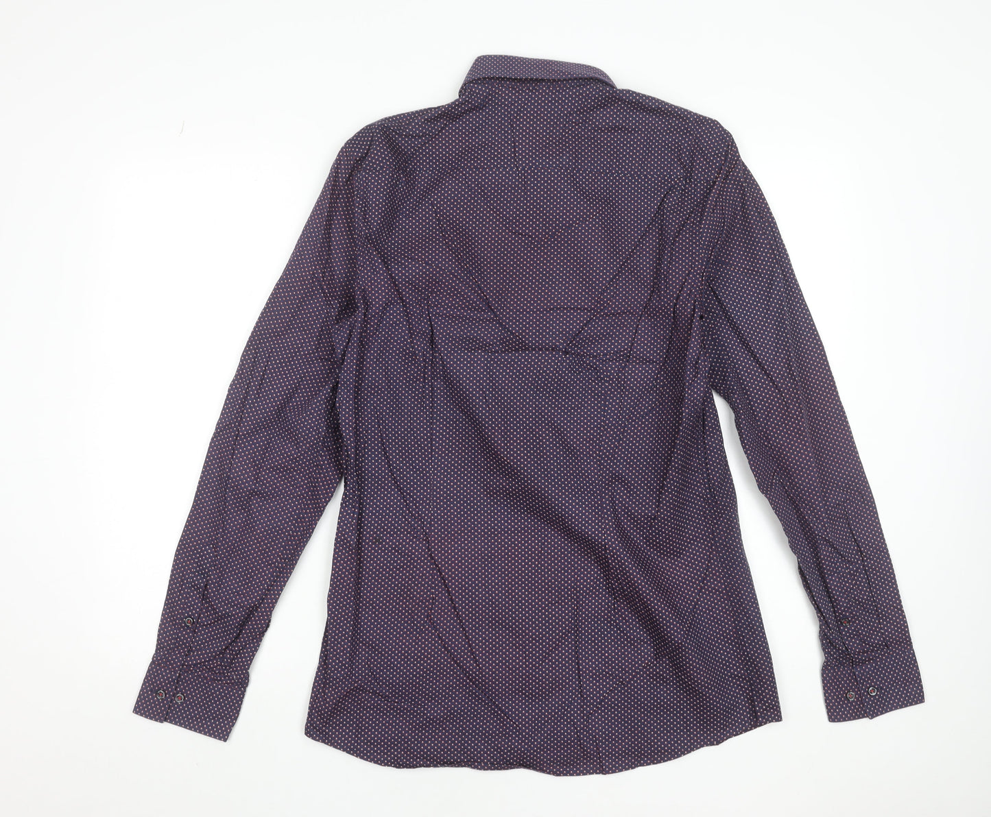 Next Men's Purple Geometric 39cm Regular Fit Cotton Formal Shirt