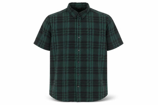 ASOS Men Green Plaid Cotton Short Sleeve Button-Up Shirt Size L