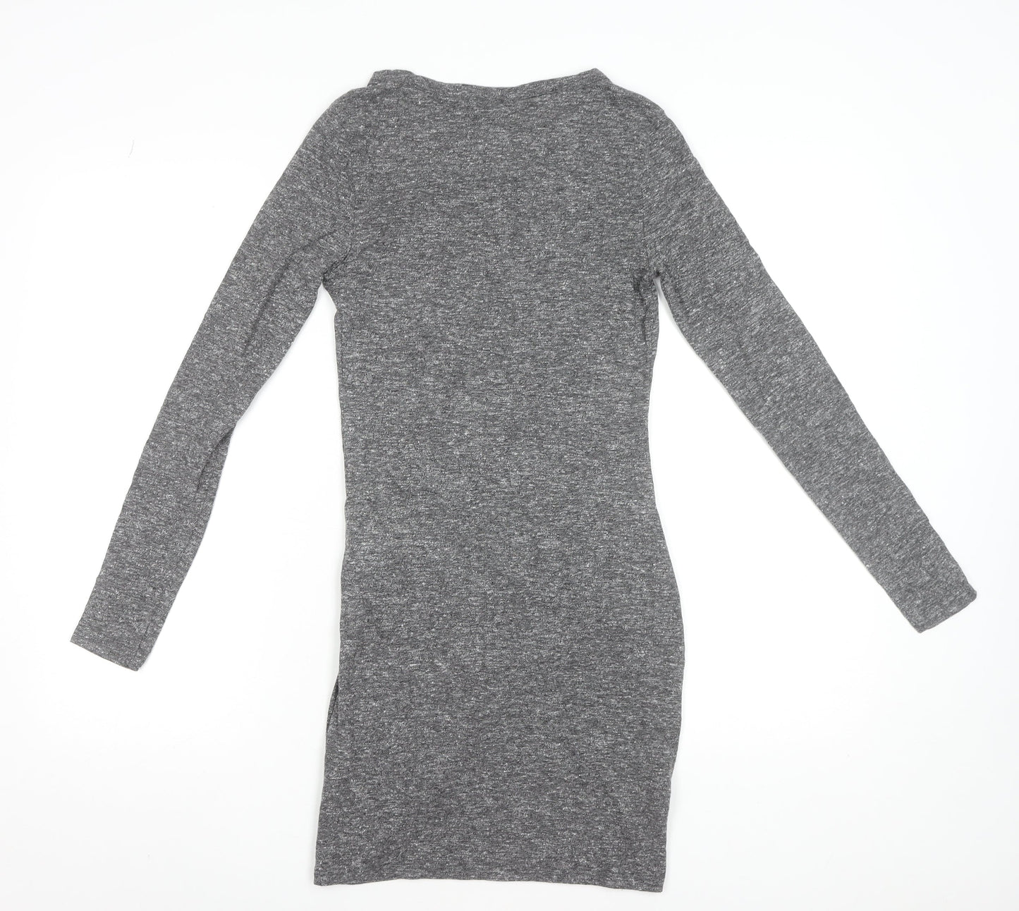Topshop Women Grey Bodycon Ruched Jersey Dress Size 6