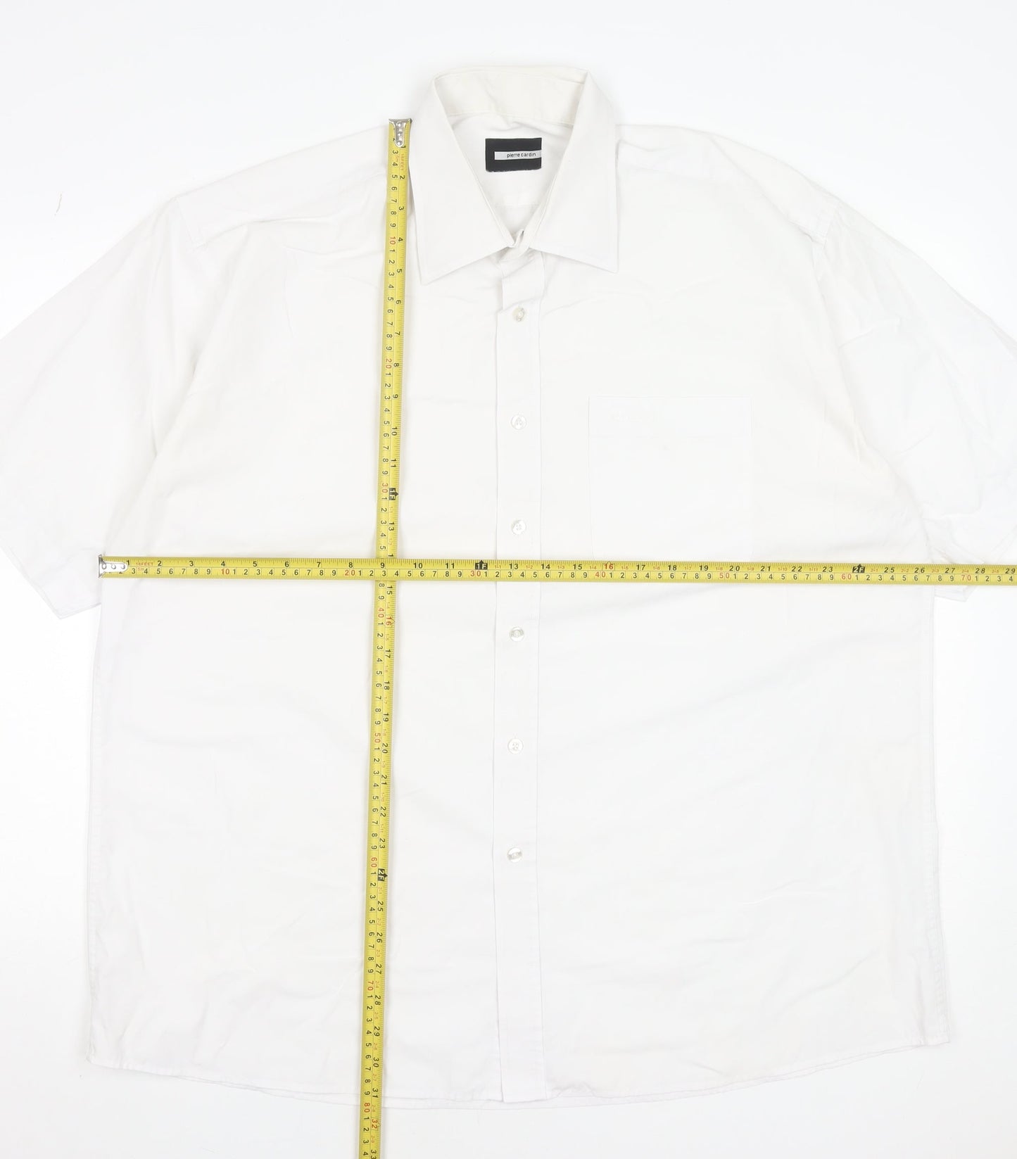 Pierre Cardin Men's White 2XL Short Sleeve Formal Dress Shirt