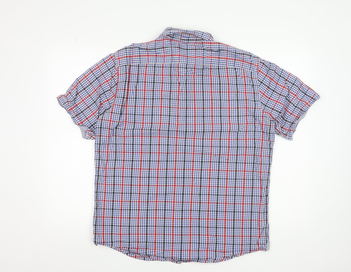 Marks and Spencer Men's Multicoloured Check Short Sleeve Cotton Button-Up Shirt M 38-40"
