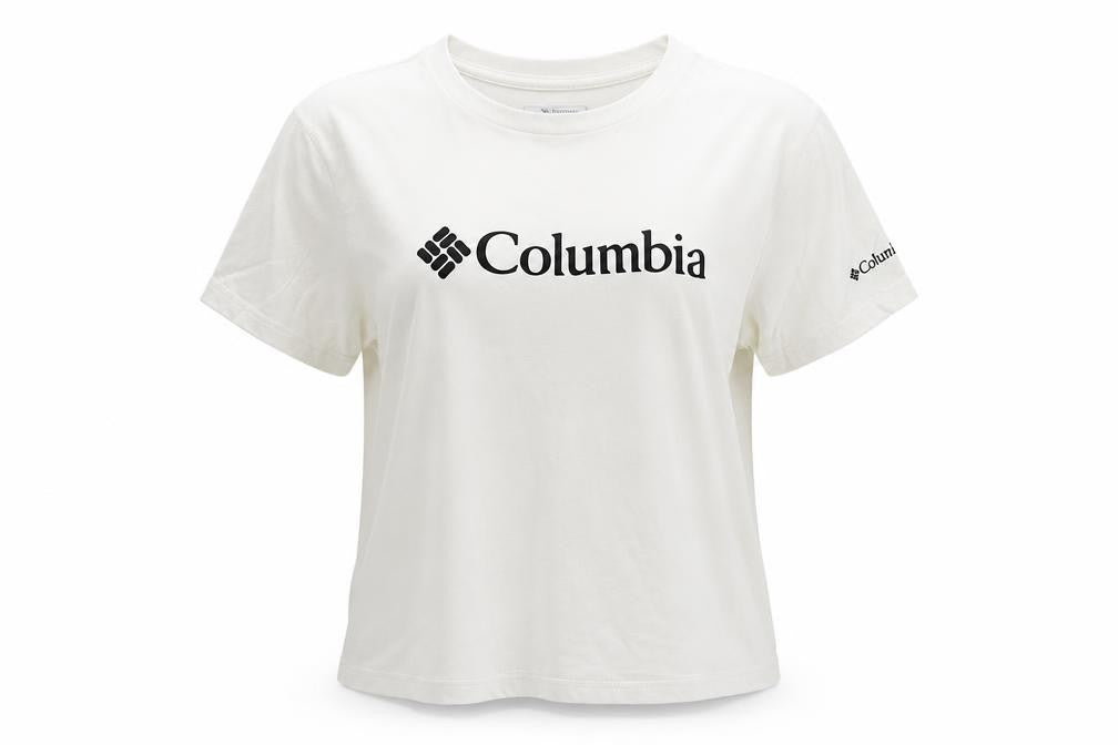 Columbia Women White Basic Logo Short Sleeve Cotton T-Shirt S
