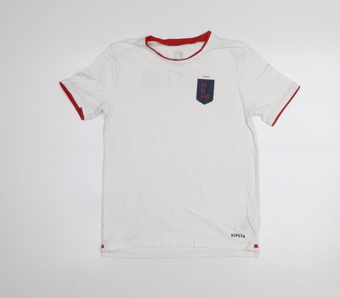 Kipsta Boys White England Football T-Shirt 10-11 Years Short Sleeve