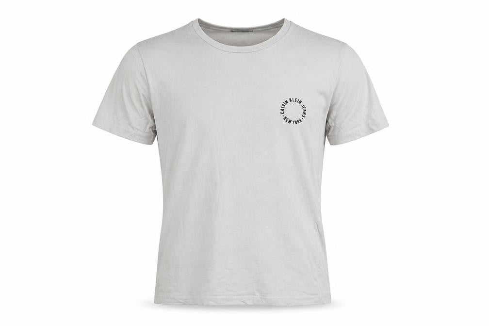 Calvin Klein Jeans White Crew Neck Cotton T-Shirt Men L Regular Fit