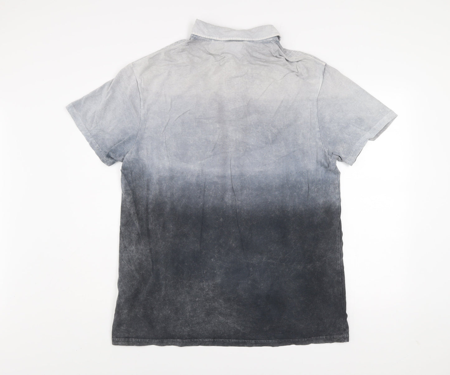 Diesel Men's Grey 3XL Acid Wash Short Sleeve Polo Shirt