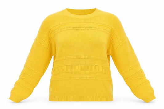 Front view of ASOS Women Yellow Knit Jumper UK 10 Crew Neck Relaxed Fit
