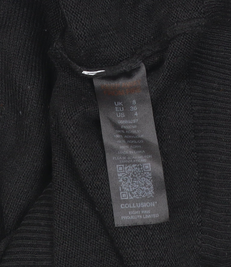 COLLUSION Women's Black Mock Neck Knit Jumper Size 8