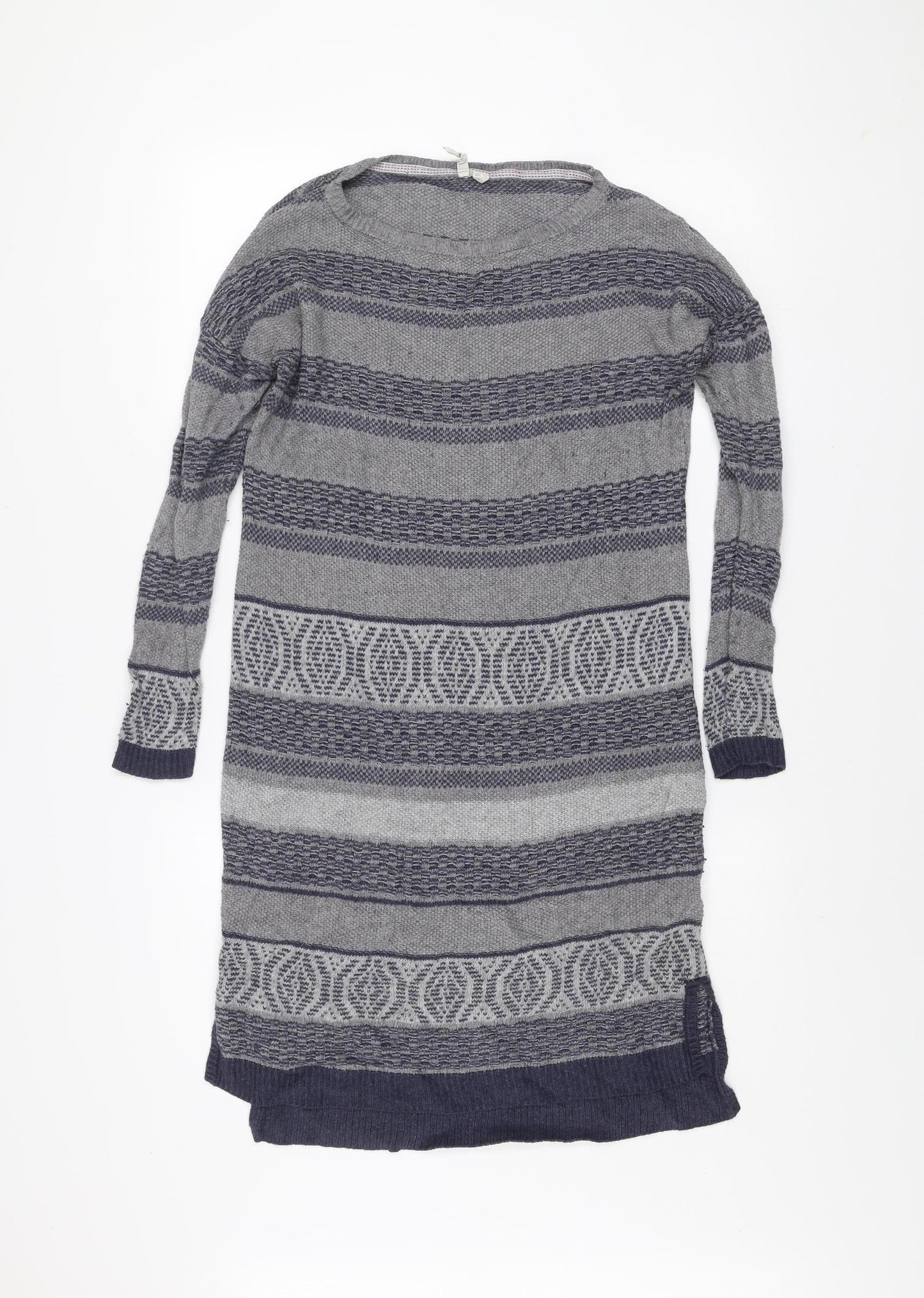 Mistral Women Grey Knitted Jumper Dress Size 12 Winter Casual
