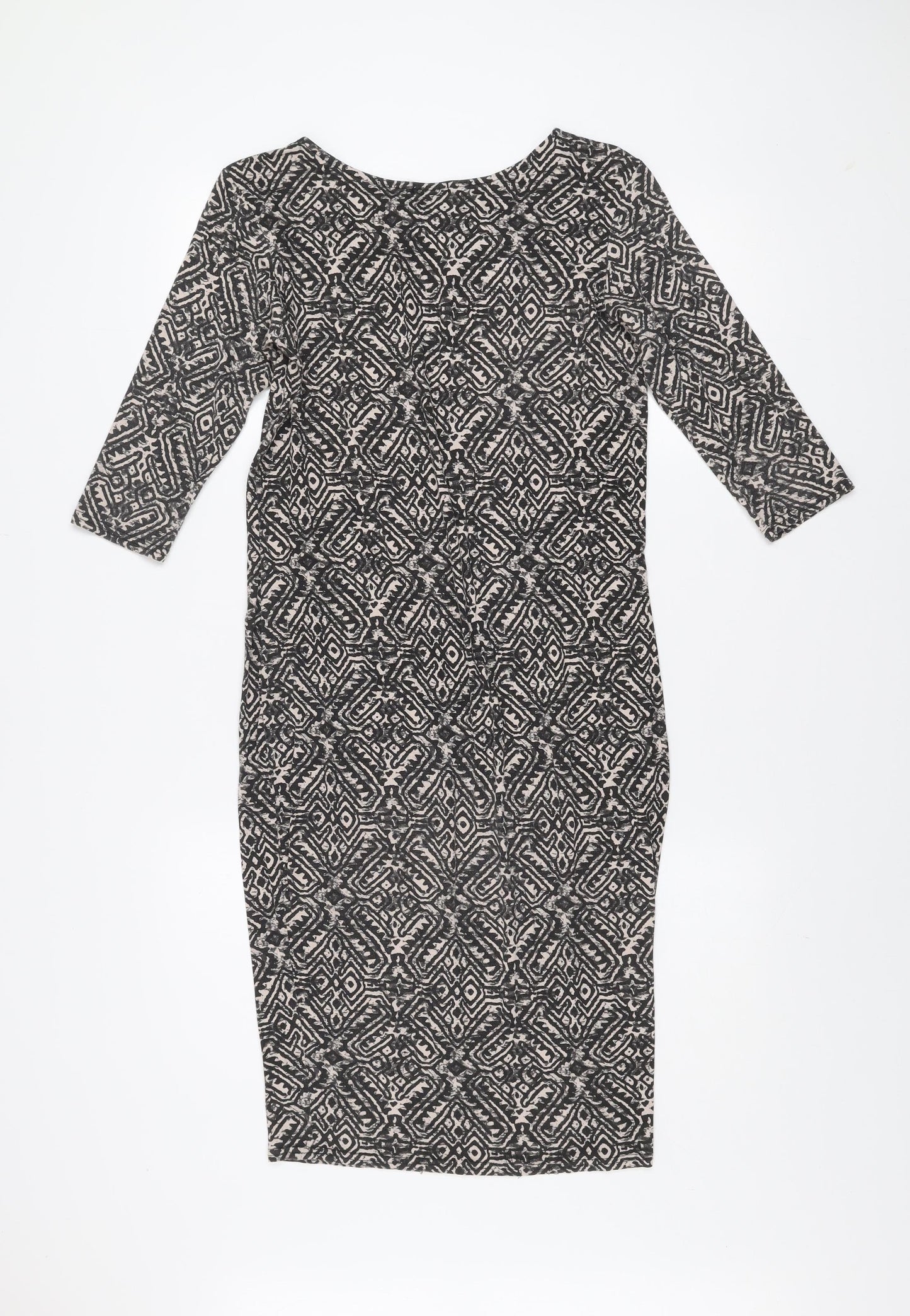 River Island Women’s Black Geometric Bodycon Dress Size 10