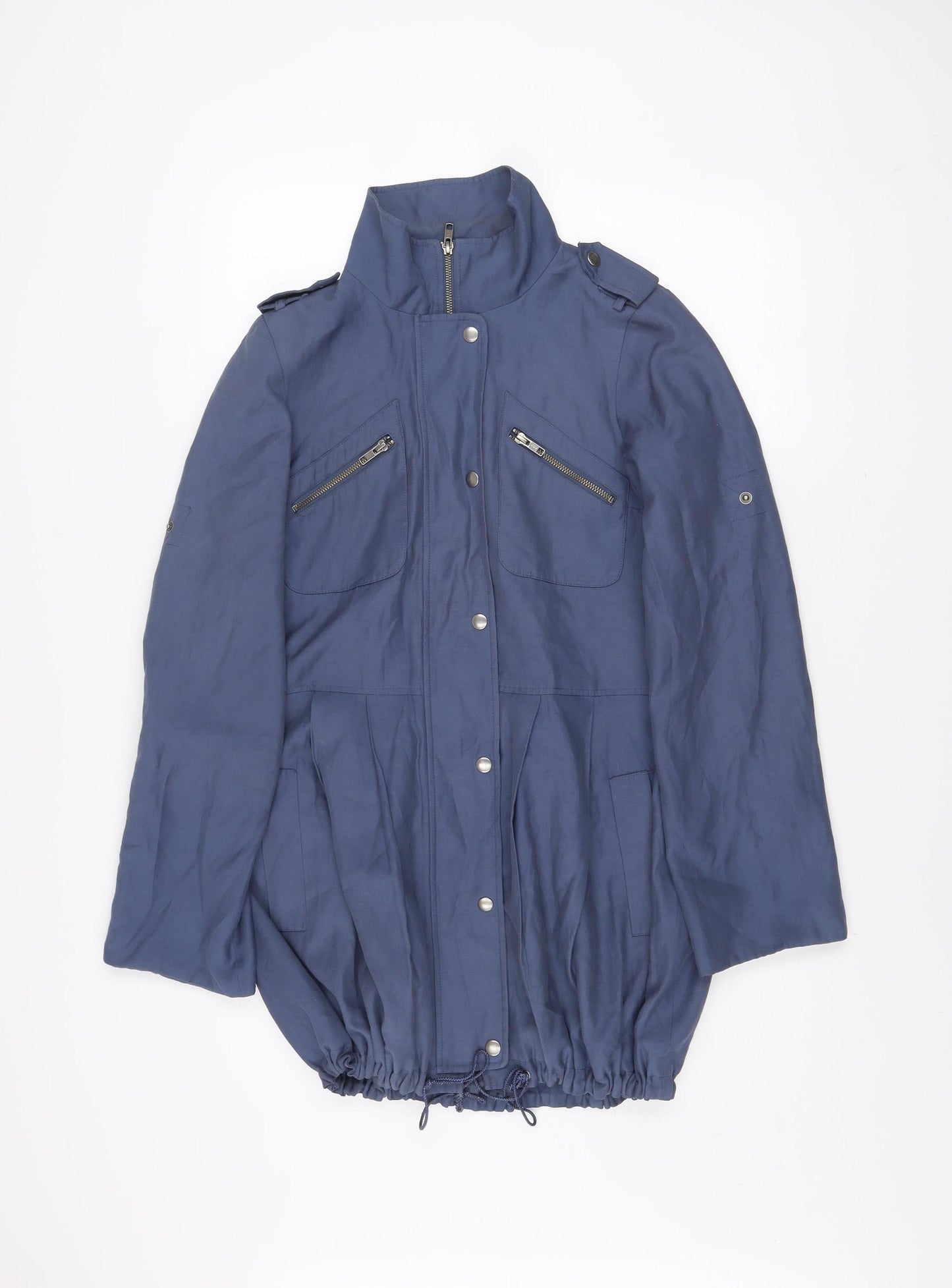 Warehouse Women’s Blue Military Jacket Size 8 Cotton Blend