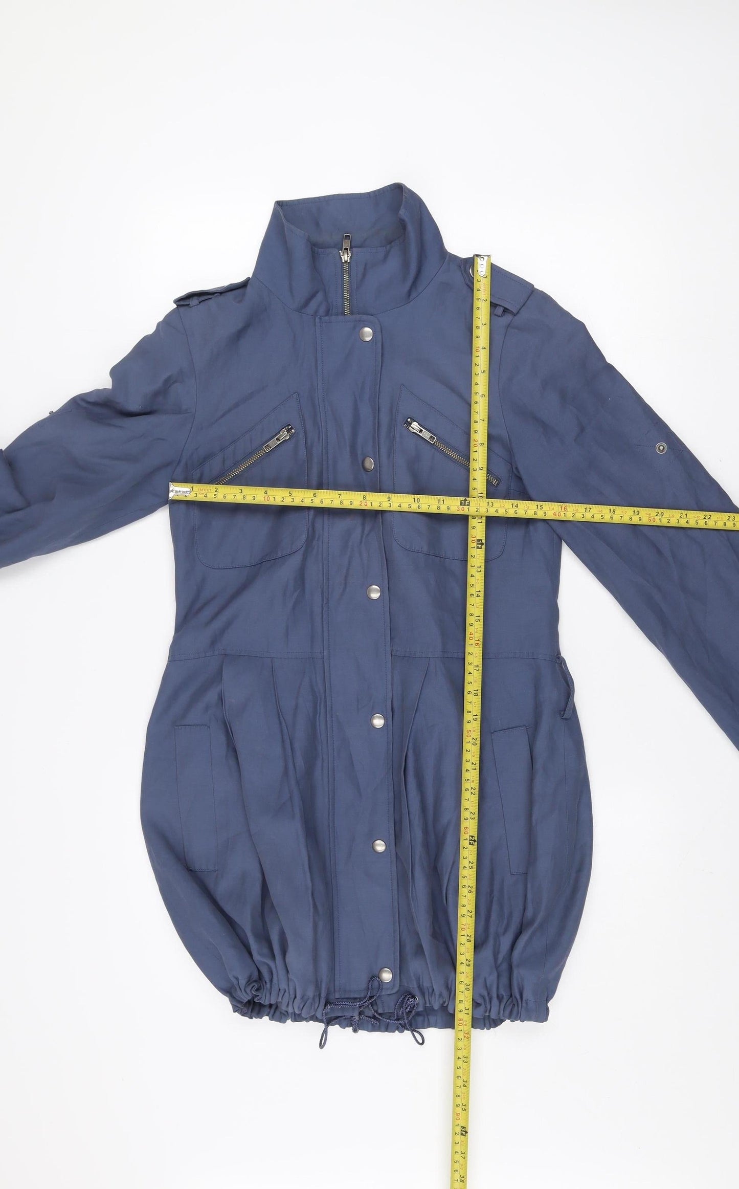 Warehouse Women’s Blue Military Jacket Size 8 Cotton Blend