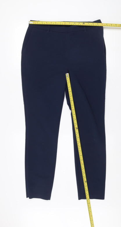 Back view of Dunnes Women's Blue Slim Fit Tailored Trousers, size 12