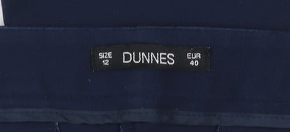 Brand and care label for Dunnes Women's Blue Slim Fit Tailored Trousers, size 12