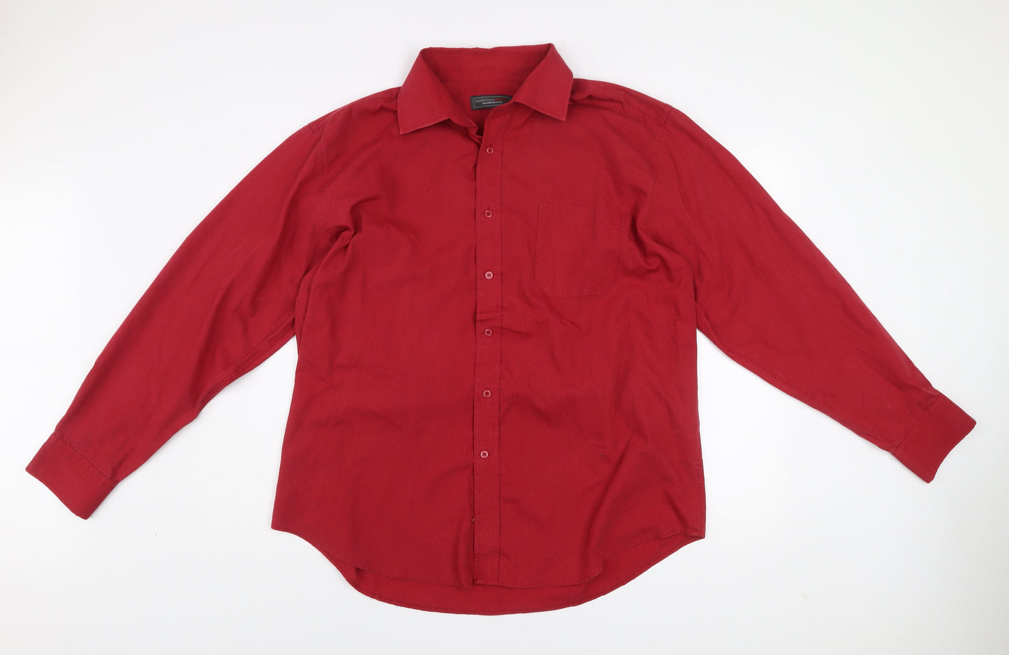 Greenwoods Essentials Men's Red Long Sleeve Button-Up Shirt 17.5in Classic Fit