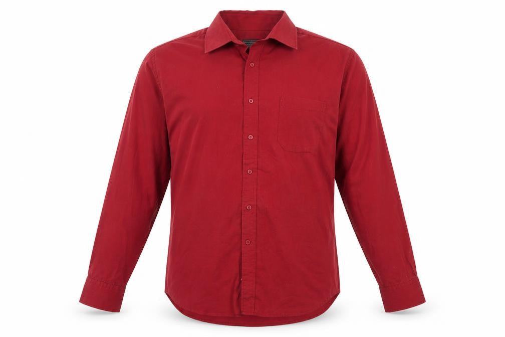 Greenwoods Essentials Men's Red Long Sleeve Button-Up Shirt 17.5in Classic Fit