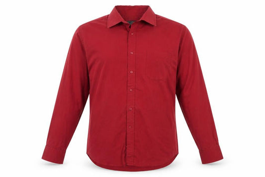 Greenwoods Essentials Men's Red Long Sleeve Button-Up Shirt 17.5in Classic Fit