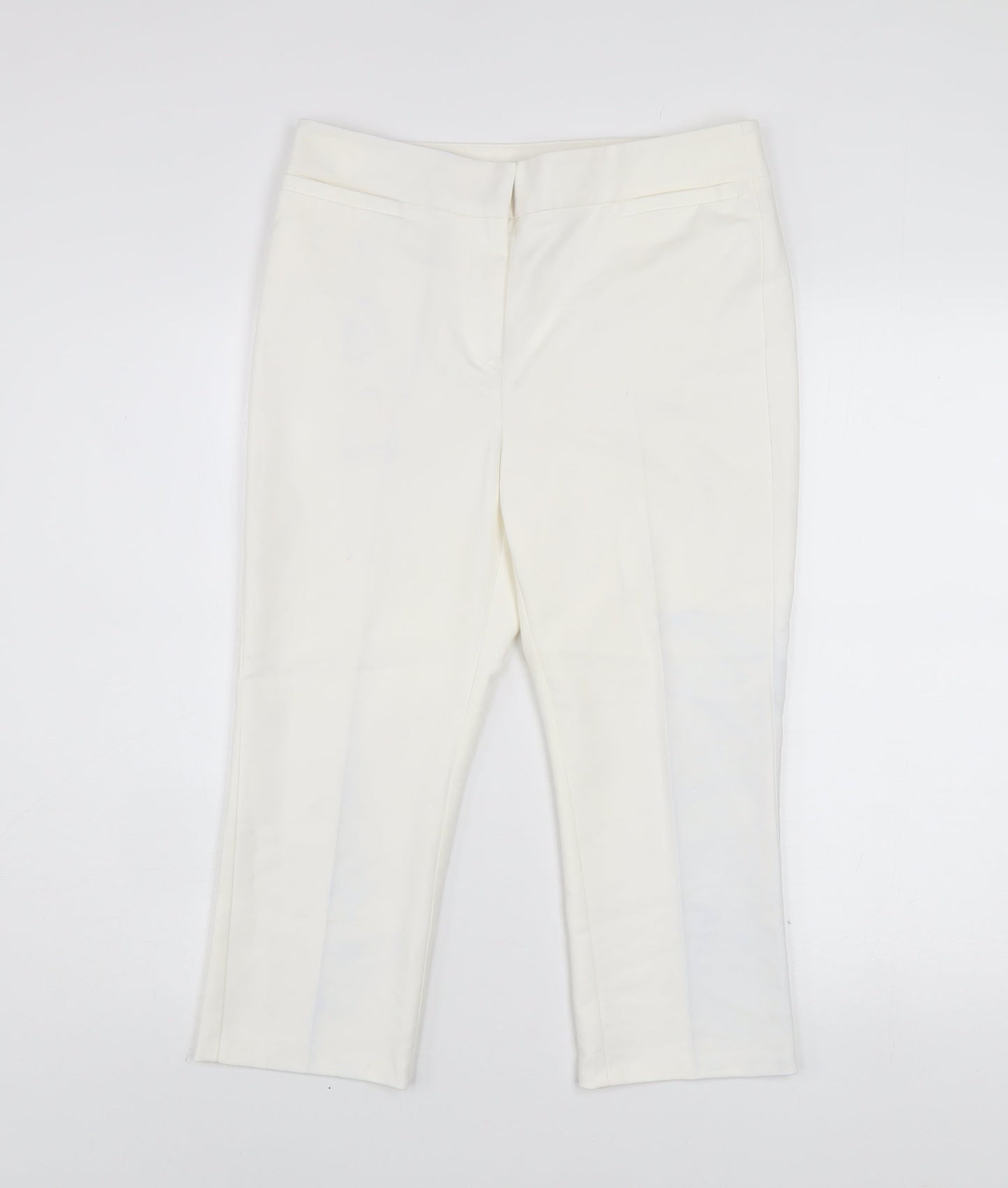 Marks and Spencer Women Ivory Cropped Slim Trousers Size 10