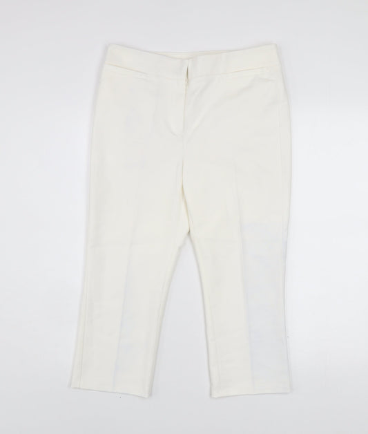 Marks and Spencer Women Ivory Cropped Slim Trousers Size 10