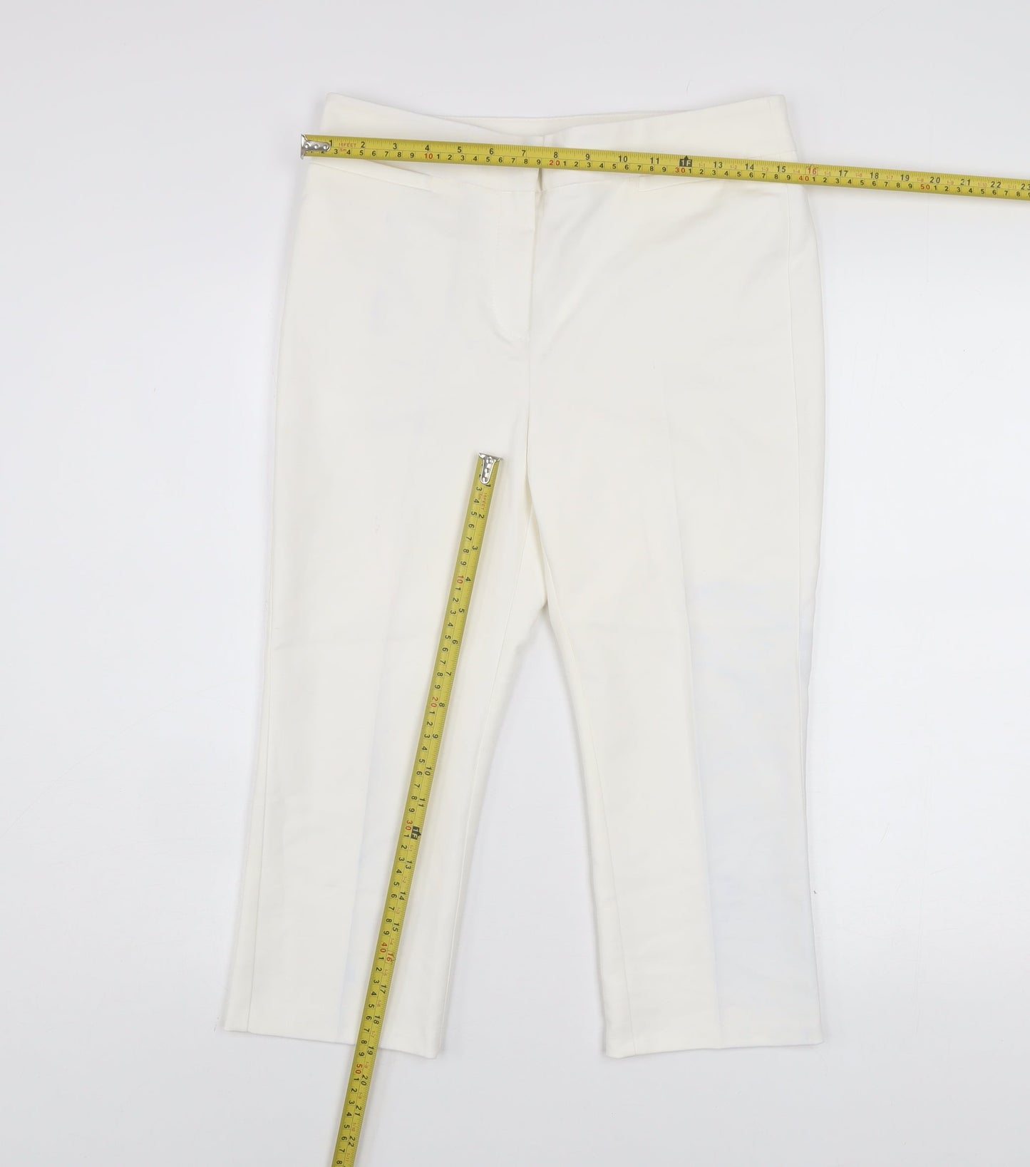 Marks and Spencer Women Ivory Cropped Slim Trousers Size 10