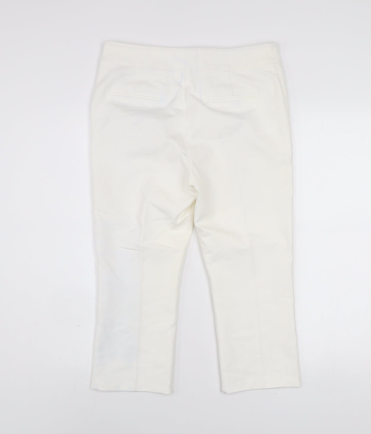 Marks and Spencer Women Ivory Cropped Slim Trousers Size 10