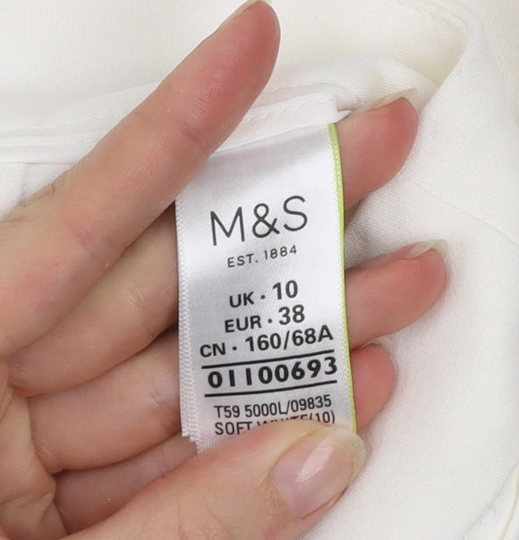 Marks and Spencer Women Ivory Cropped Slim Trousers Size 10
