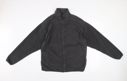 Additional front view of ASOS DESIGN Men's Black Fleece Zip Jacket, size S