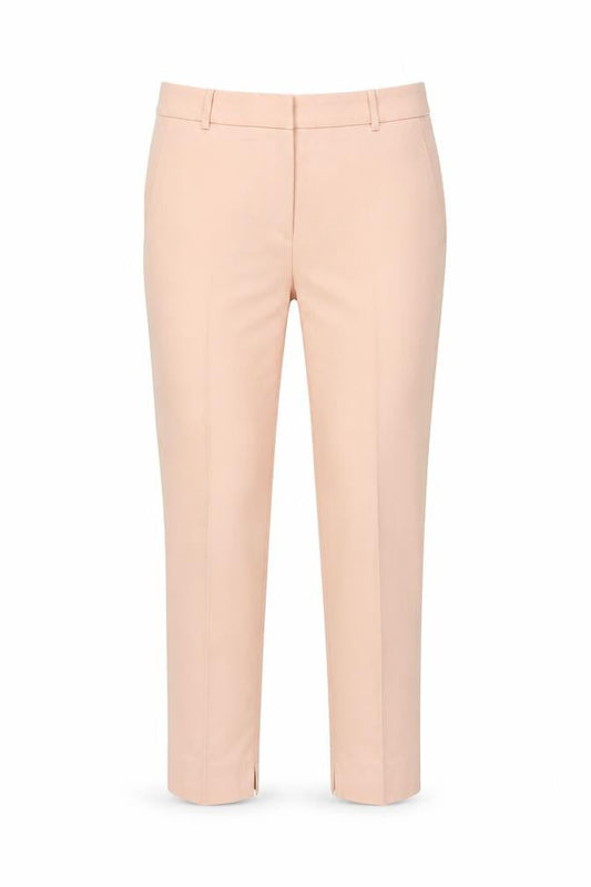 Front view of Zara Woman Beige Cropped Trousers L Cotton Blend Slim Fit