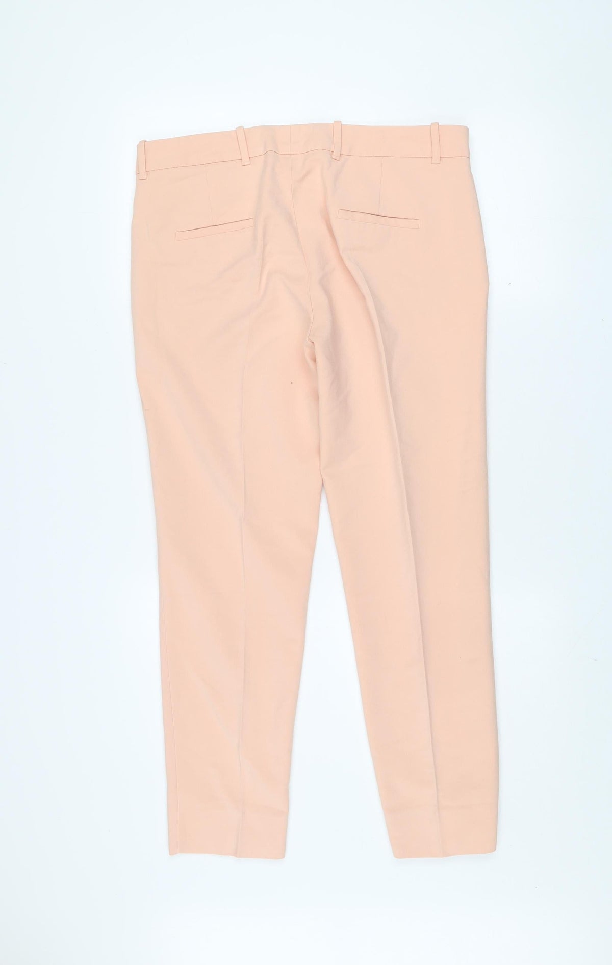 Zara Woman Beige Cropped Trousers L Cotton Blend Slim Fit
