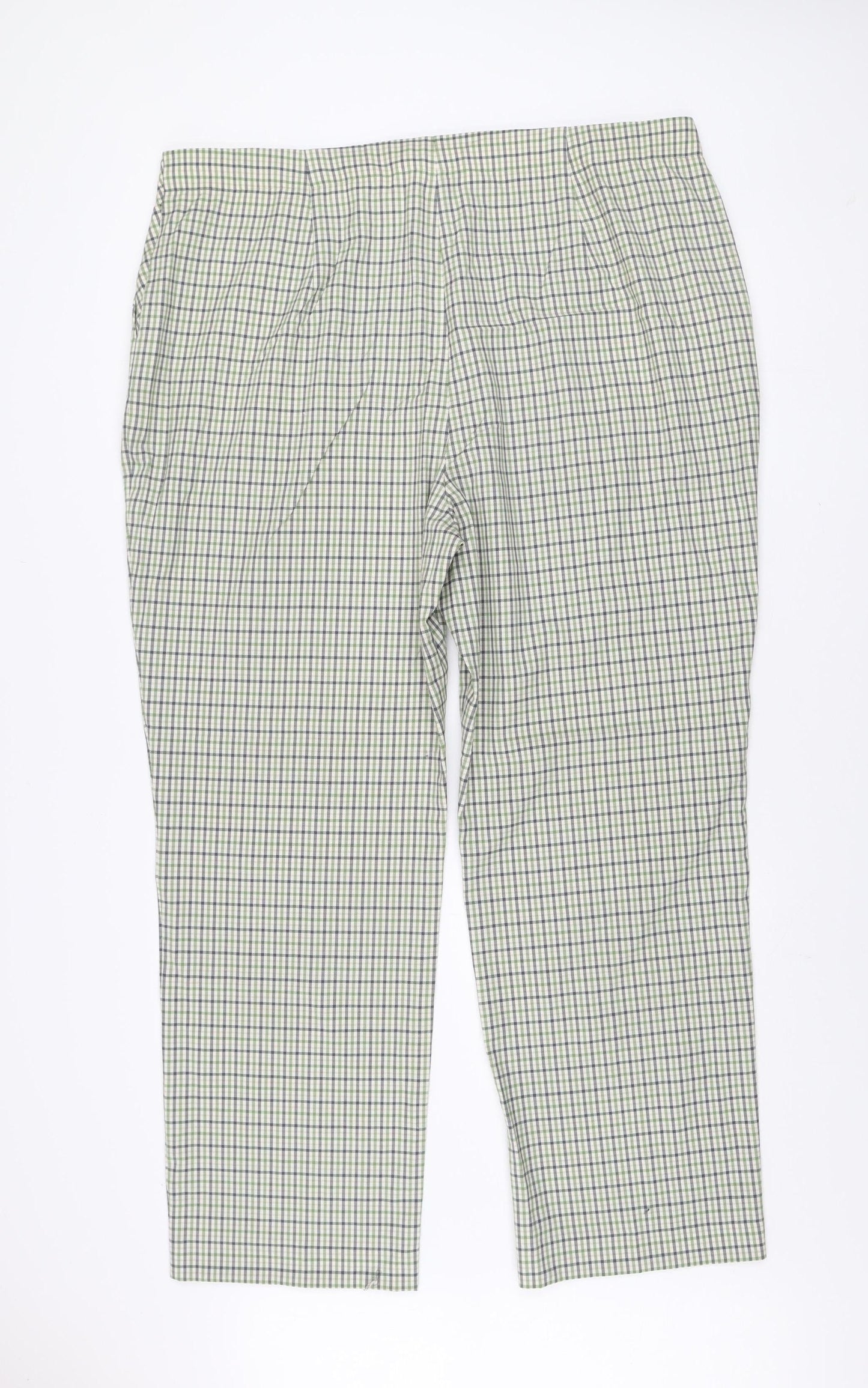 Marks and Spencer Autograph Women's Green Checked Wool Blend Straight Trousers Size 22