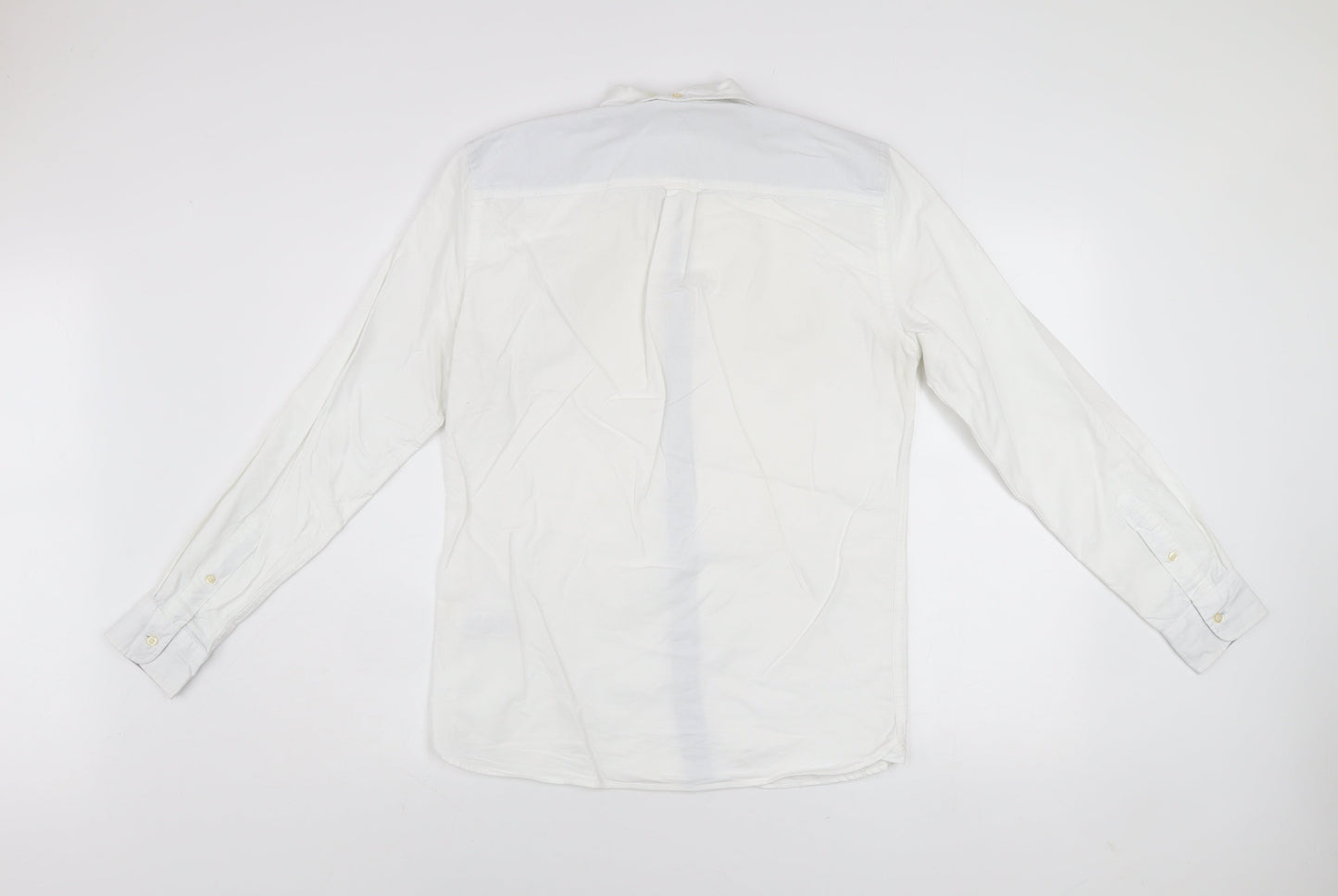 Next Men's White Cotton Button-Up Casual Shirt Small Regular Fit