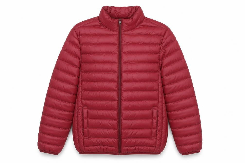 Pacific Union Womens Red Puffer Jacket Medium Polyester Zip Casual