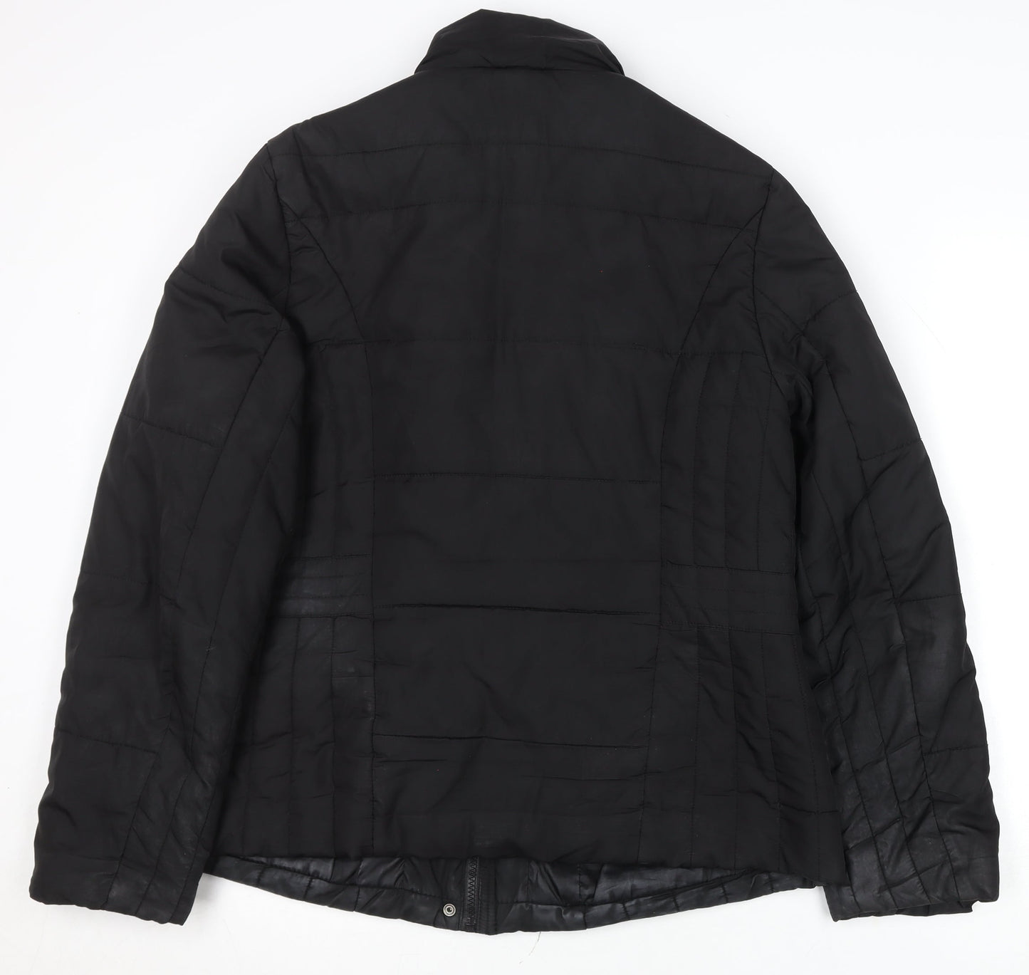 M&Co Women's Black Size 14 Puffer Jacket Polyester Mid-Length