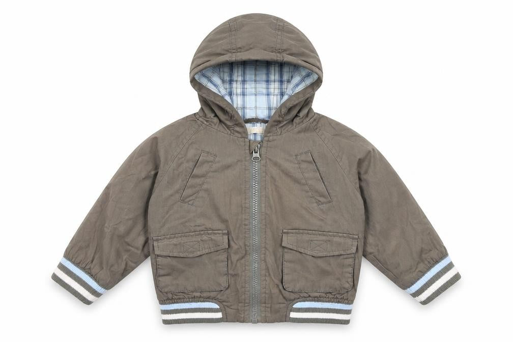 Bornbliss Unisex Baby Brown 9-12 Months Hooded Bomber Jacket Cotton