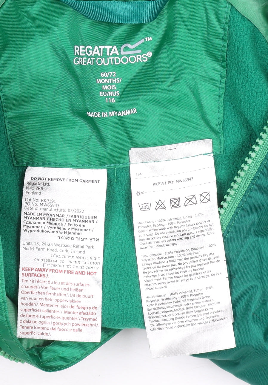 Regatta Boys Green Dinosaur Waterproof Hooded Snowsuit 6 Years