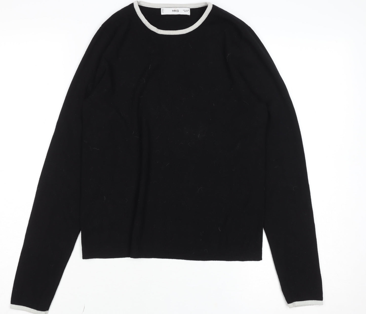 MNG Womens Black Crew Neck Knit Jumper Size 12