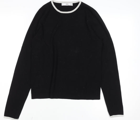 MNG Womens Black Crew Neck Knit Jumper Size 12