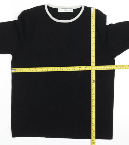 Mango Womens Black Crew Neck Knit Jumper Size 12