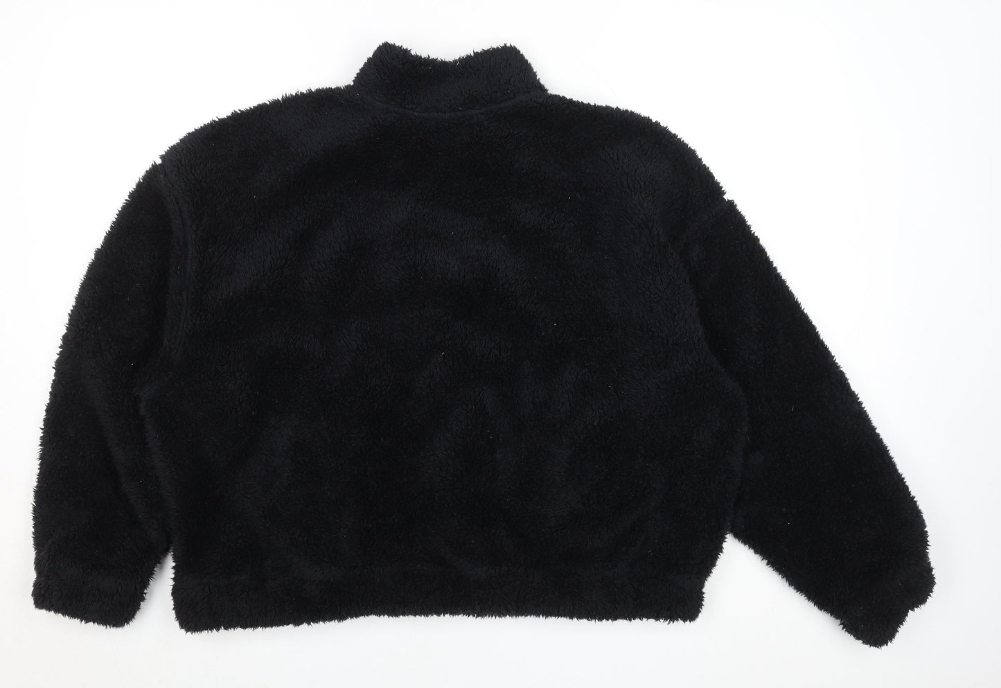 H&M Women Black Fleece Half Zip Pullover Sweatshirt Size M