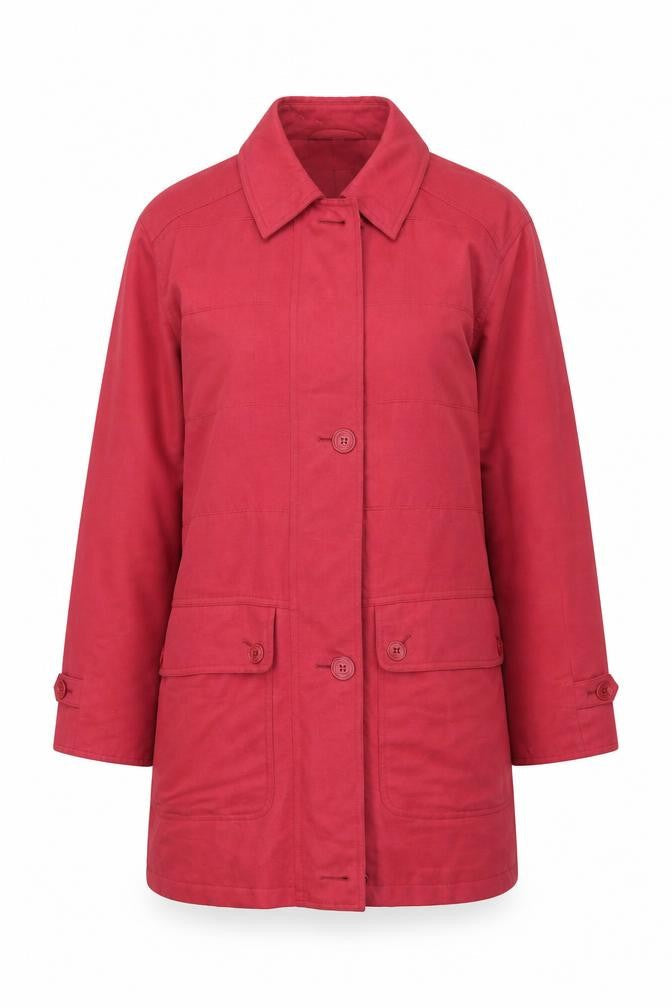 Dana Buchman Women's Red Polyester Mid-Length Jacket Size S