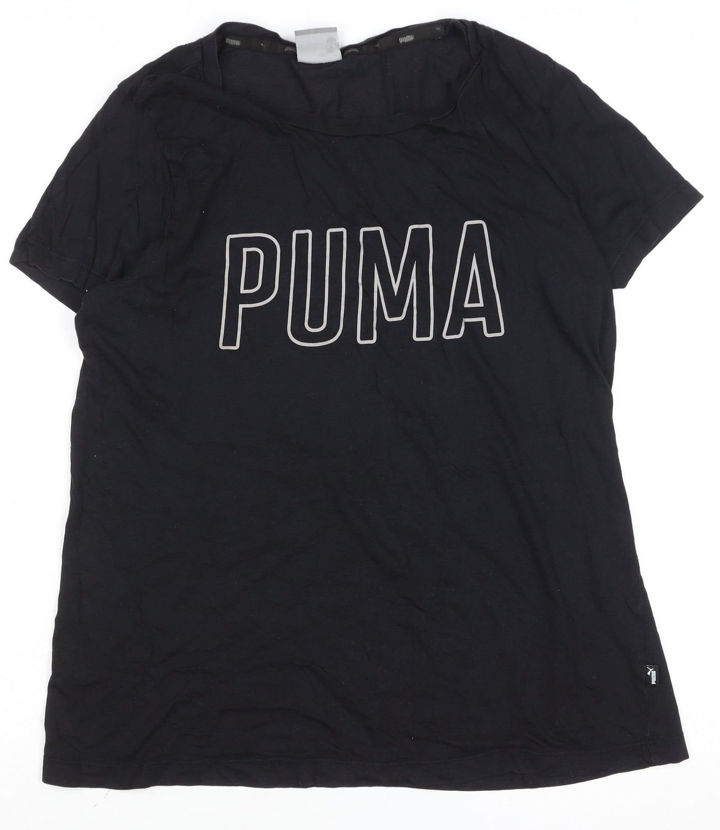 Puma Women's Black Basic Crew Neck Cotton Modal T-Shirt Size 16