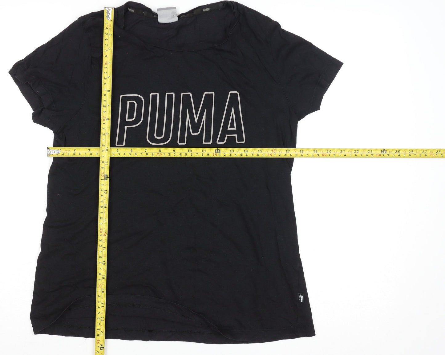 Puma Women's Black Basic Crew Neck Cotton Modal T-Shirt Size 16