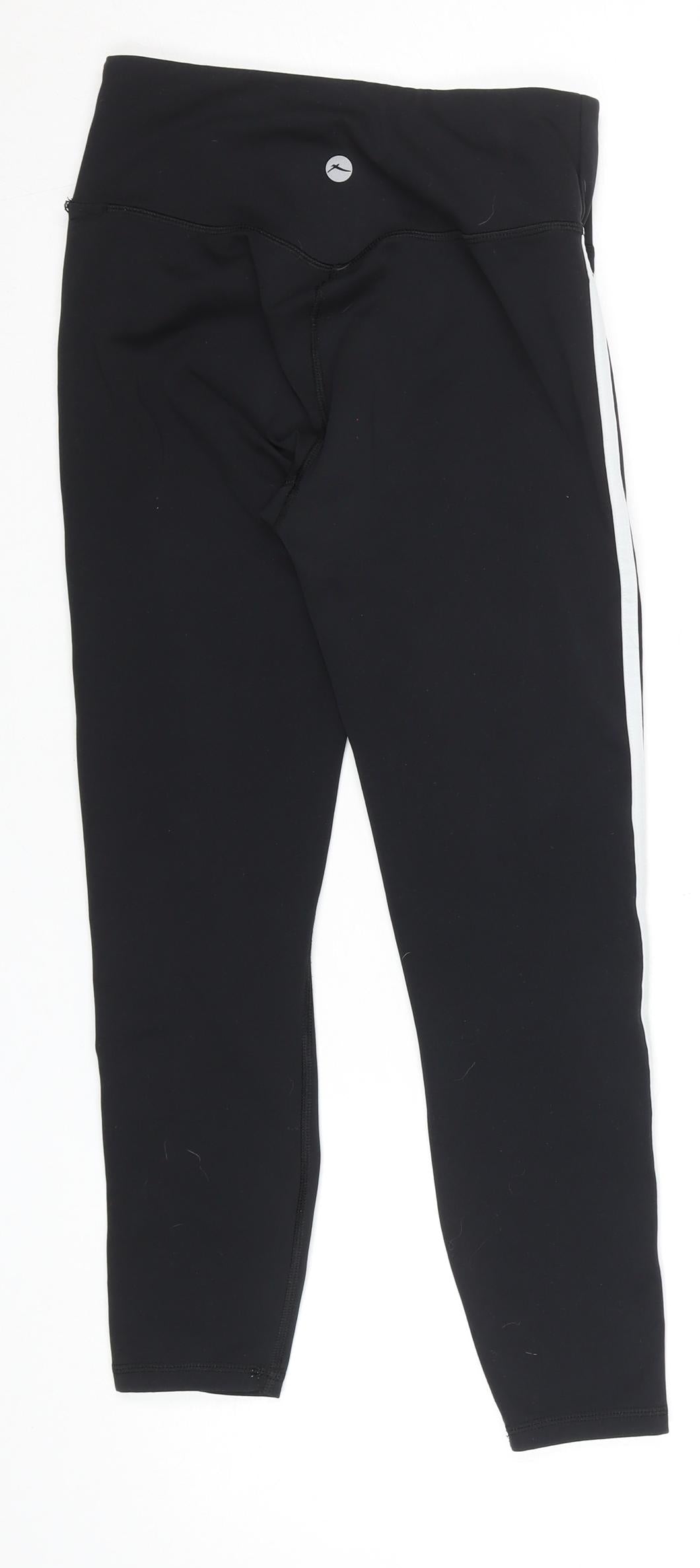 Gaiam Womens Black Ankle Leggings S Side Stripe Yoga Activewear