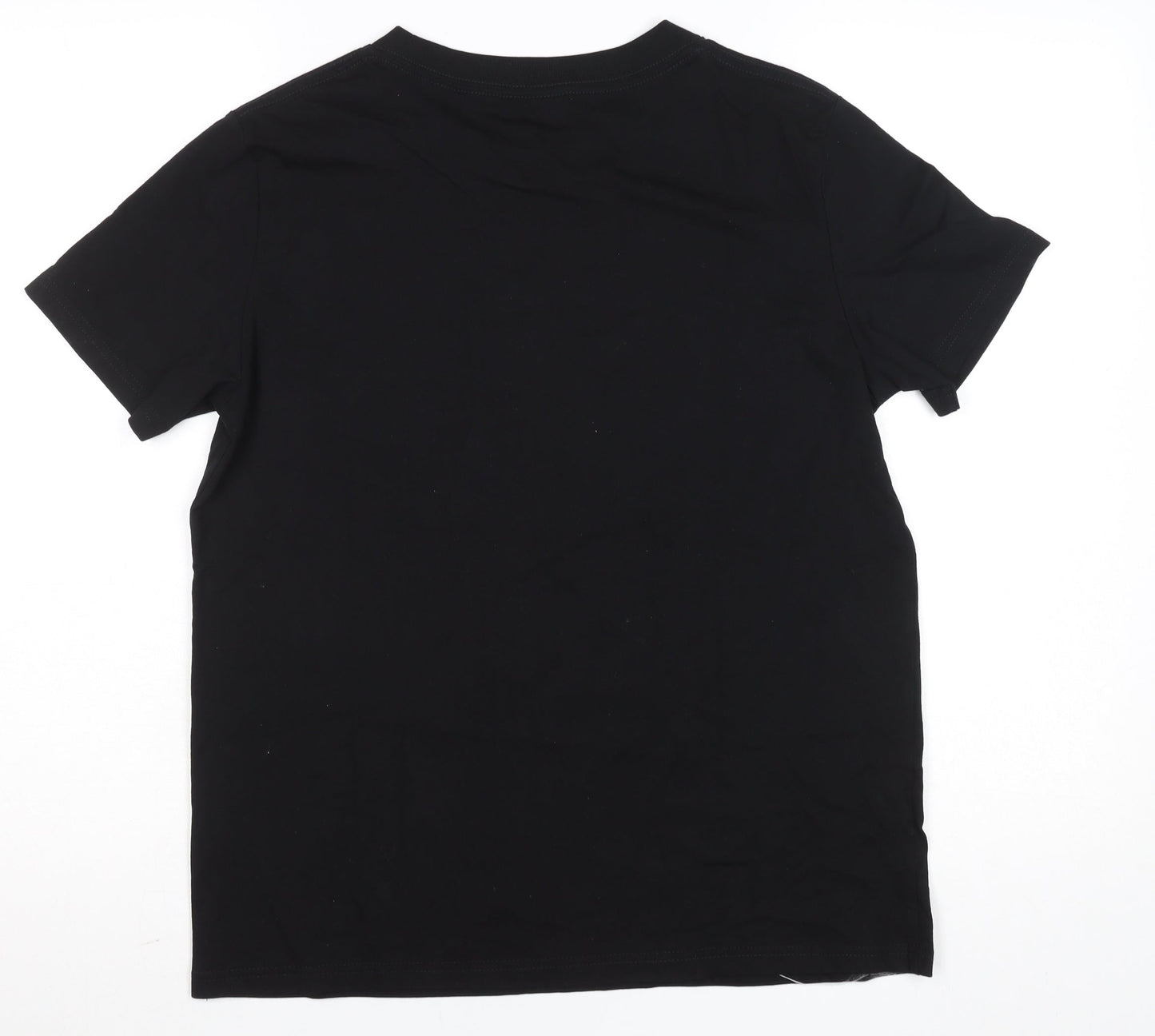 TH Mens Black L Funny Retro Graphic Print Cotton T-Shirt