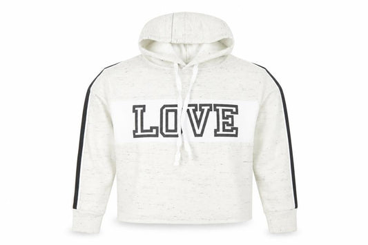Hollis Women White Pullover Hoodie LOVE Graphic Size M