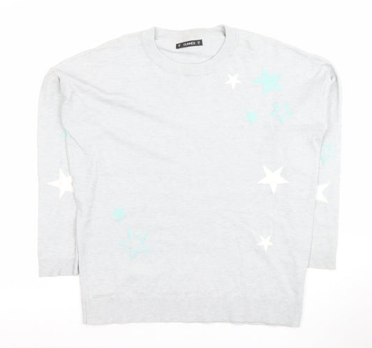 Dunnes Women’s Grey Star Print Crew Neck Knit Jumper Size M