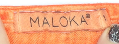 Maloka Women’s Orange Linen Cotton Sleeveless Tunic Blouse L